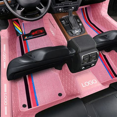 pink and black floor mats